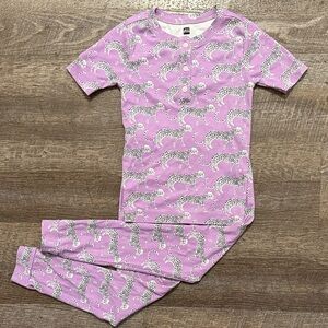 Tea Collection 100% Pima Cotton Cheetah Print on Purple Short Sleeve PJ Set